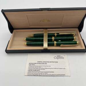 Vintage Capella Special Edition 3-Piece Pen and Pencil Set - Green Marble w Gold